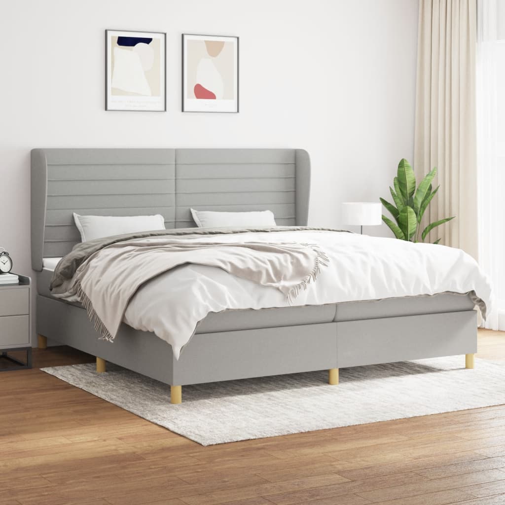 Giroletto a Molle con Materasso Grigio Chiaro 200x200cm Tessuto | homemem39