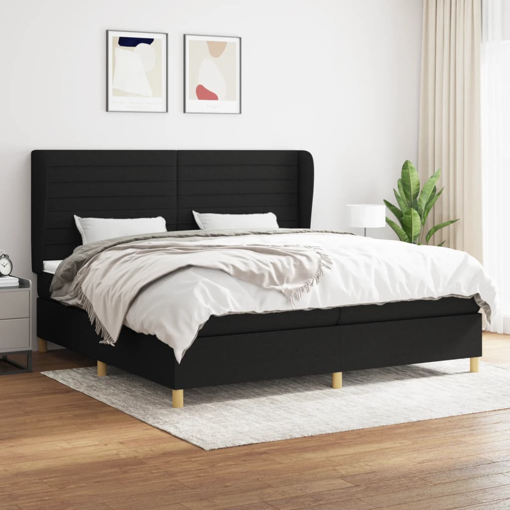 Giroletto a Molle con Materasso Nero 200x200 cm in Tessuto | homemem39