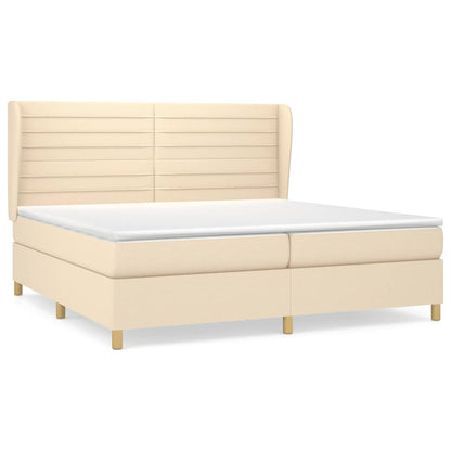 Giroletto a Molle con Materasso Crema 200x200 cm in Tessuto | homemem39