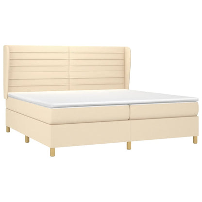 Giroletto a Molle con Materasso Crema 200x200 cm in Tessuto | homemem39