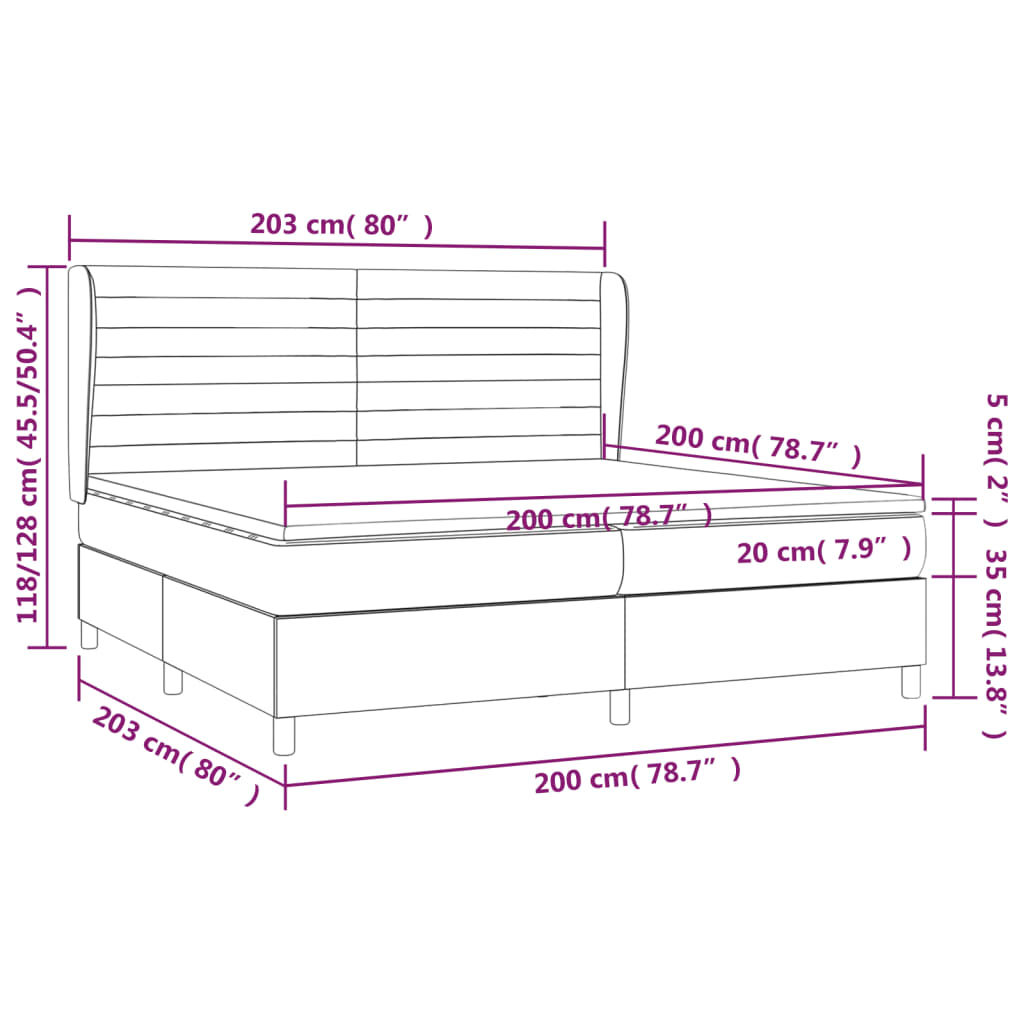 Giroletto a Molle con Materasso Blu 200x200 cm in Tessuto | homemem39