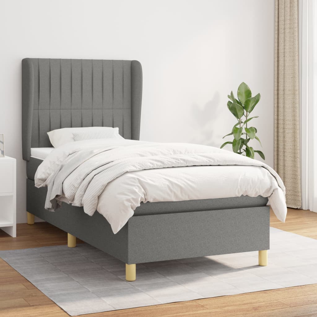 Giroletto a Molle con Materasso Grigio Scuro 80x200 cm Tessuto | homemem39