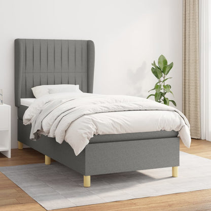 Giroletto a Molle con Materasso Grigio Scuro 90x190 cm Tessuto | homemem39