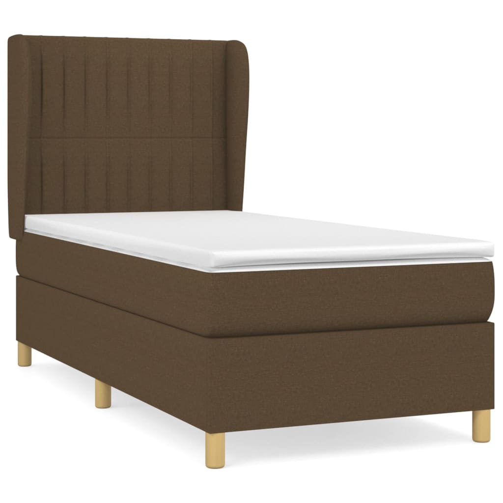 Giroletto a Molle con Materasso Marrone Scuro 90x190cm Tessuto | homemem39