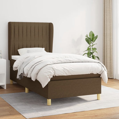 Giroletto a Molle con Materasso Marrone Scuro 90x190cm Tessuto | homemem39