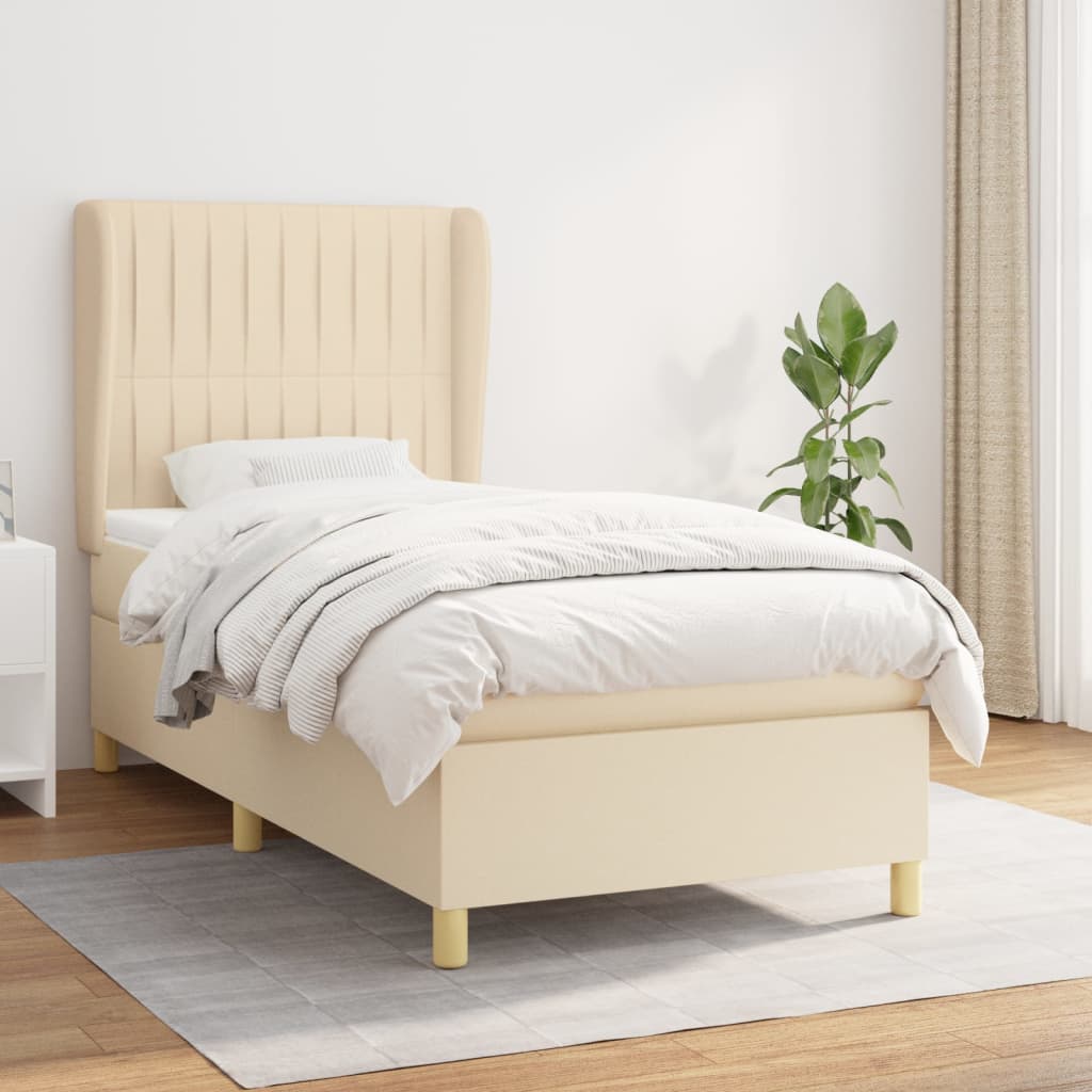 Giroletto a Molle con Materasso Crema 90x190 cm in Tessuto | homemem39