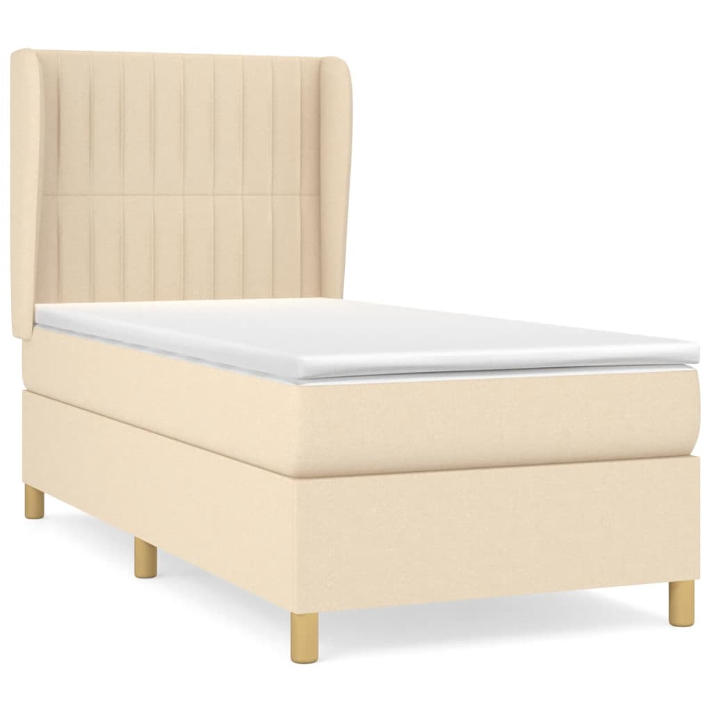Giroletto a Molle con Materasso Crema 100x200 cm in Tessuto | homemem39