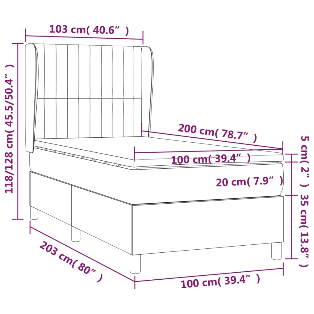 Giroletto a Molle con Materasso Blu 100x200 cm in Tessuto | homemem39