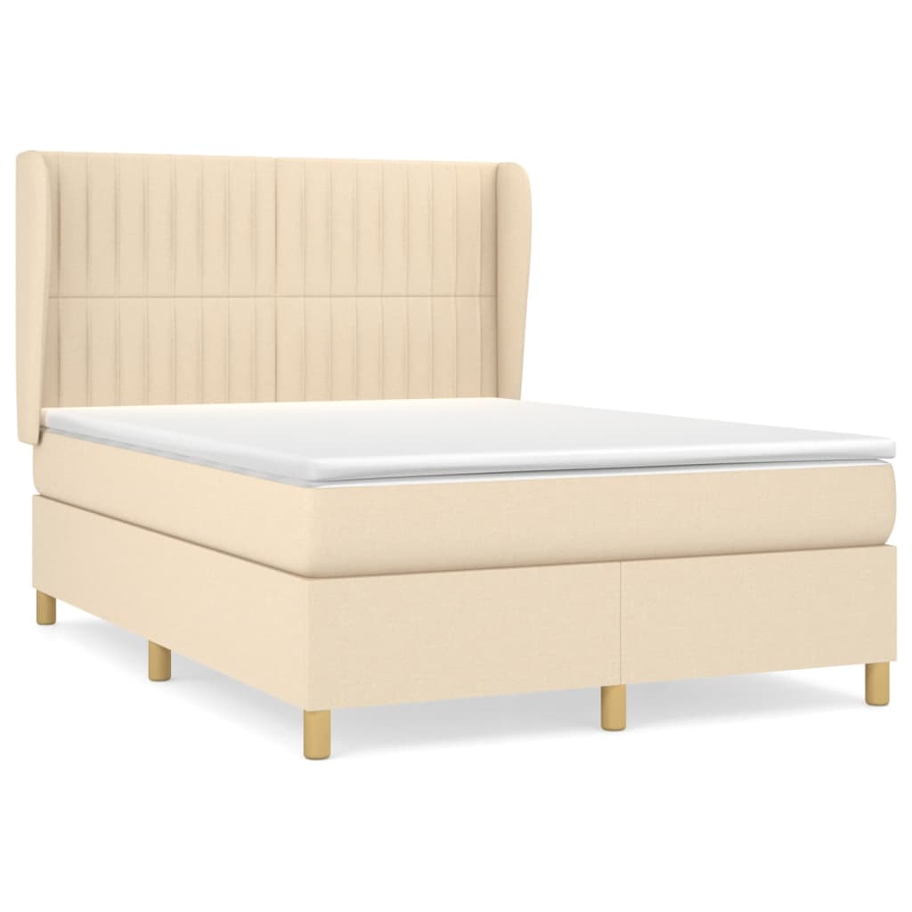 Giroletto a Molle con Materasso Crema 140x19 cm in Tessuto | homemem39