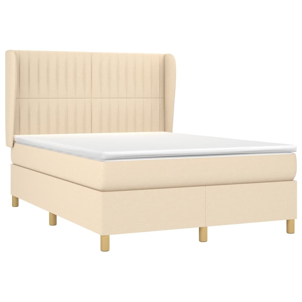 Giroletto a Molle con Materasso Crema 140x19 cm in Tessuto | homemem39