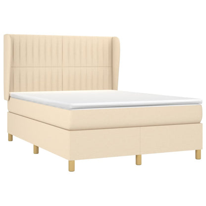 Giroletto a Molle con Materasso Crema 140x19 cm in Tessuto | homemem39