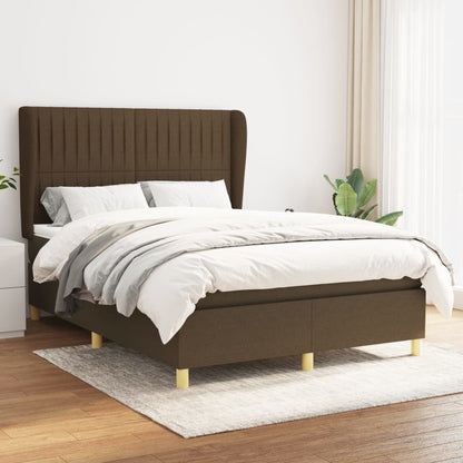 Giroletto a Molle con Materasso Marrone Scuro 140x200cm Tessuto | homemem39