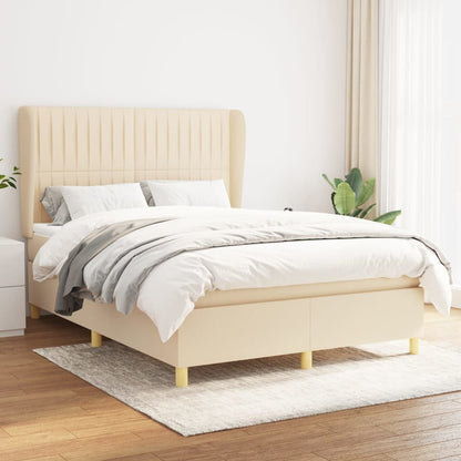 Giroletto a Molle con Materasso Crema 140x200 cm in Tessuto | homemem39