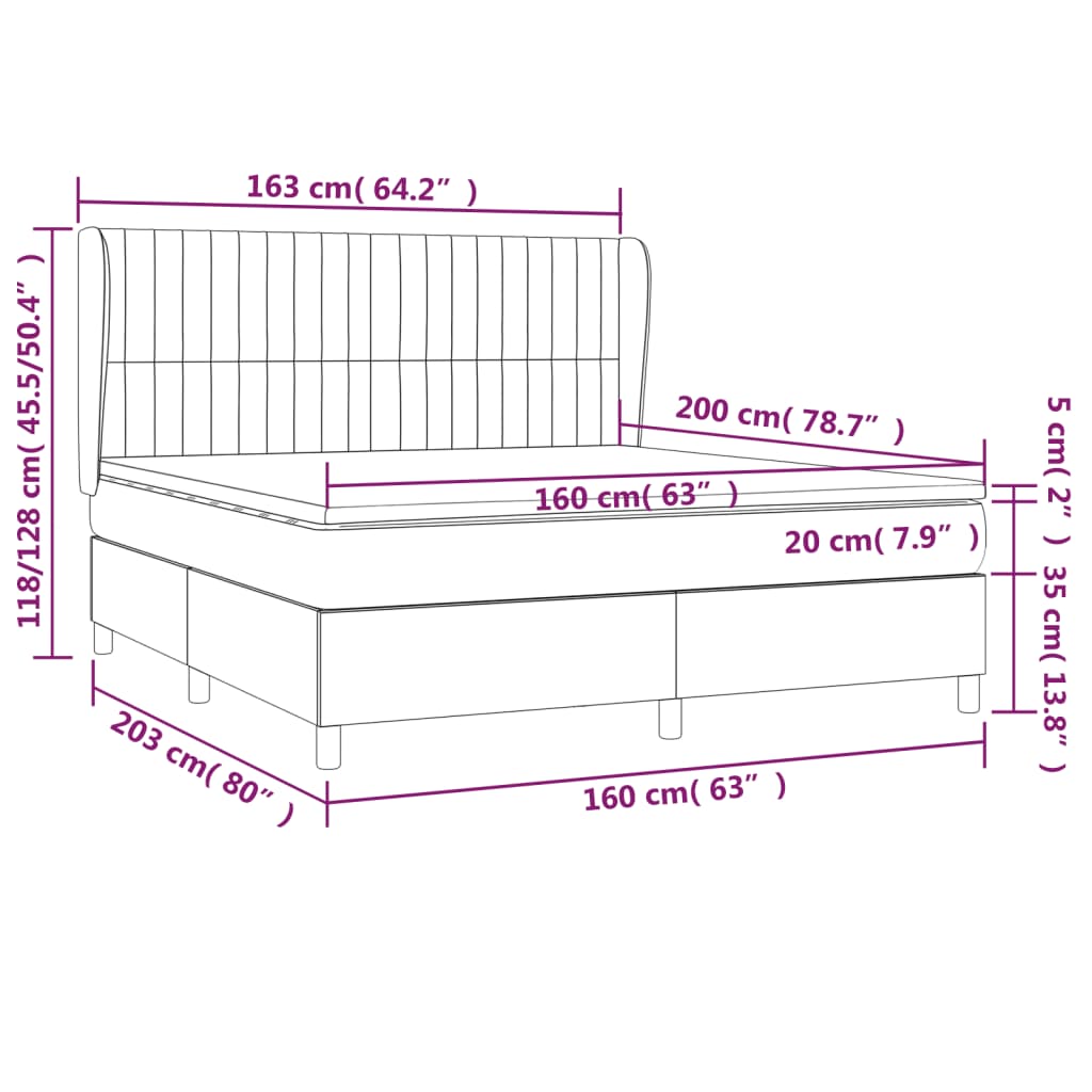 Giroletto a Molle con Materasso Grigio Chiaro160x200 cm Tessuto | homemem39