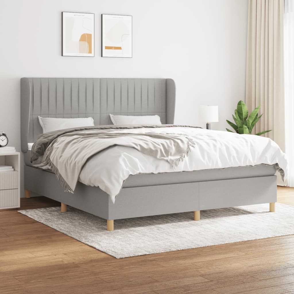 Giroletto a Molle con Materasso Grigio Chiaro160x200 cm Tessuto | homemem39