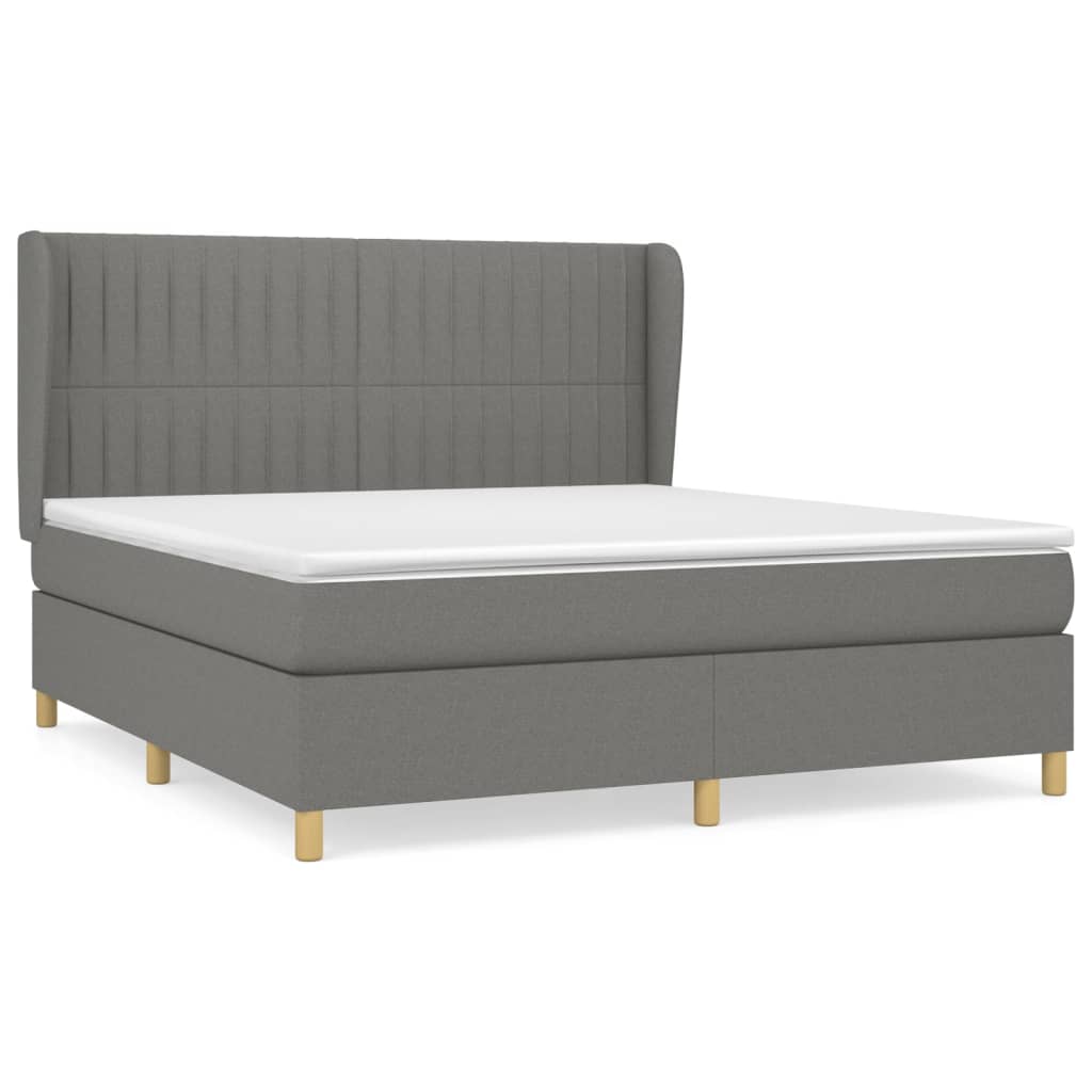 Giroletto a Molle con Materasso Grigio Scuro 160x200 cm Tessuto | homemem39