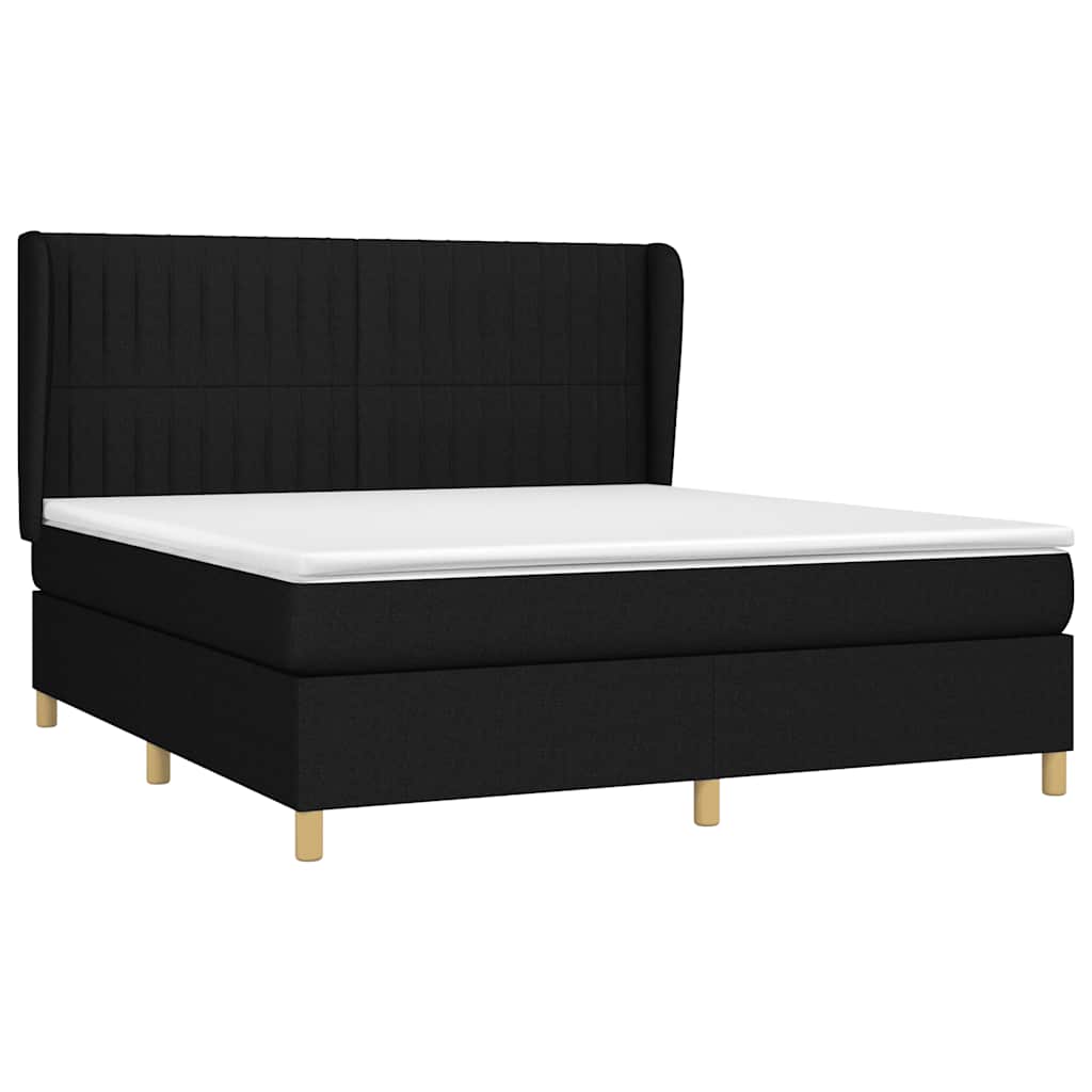 Giroletto a Molle con Materasso Nero 160x200 cm in Tessuto | homemem39