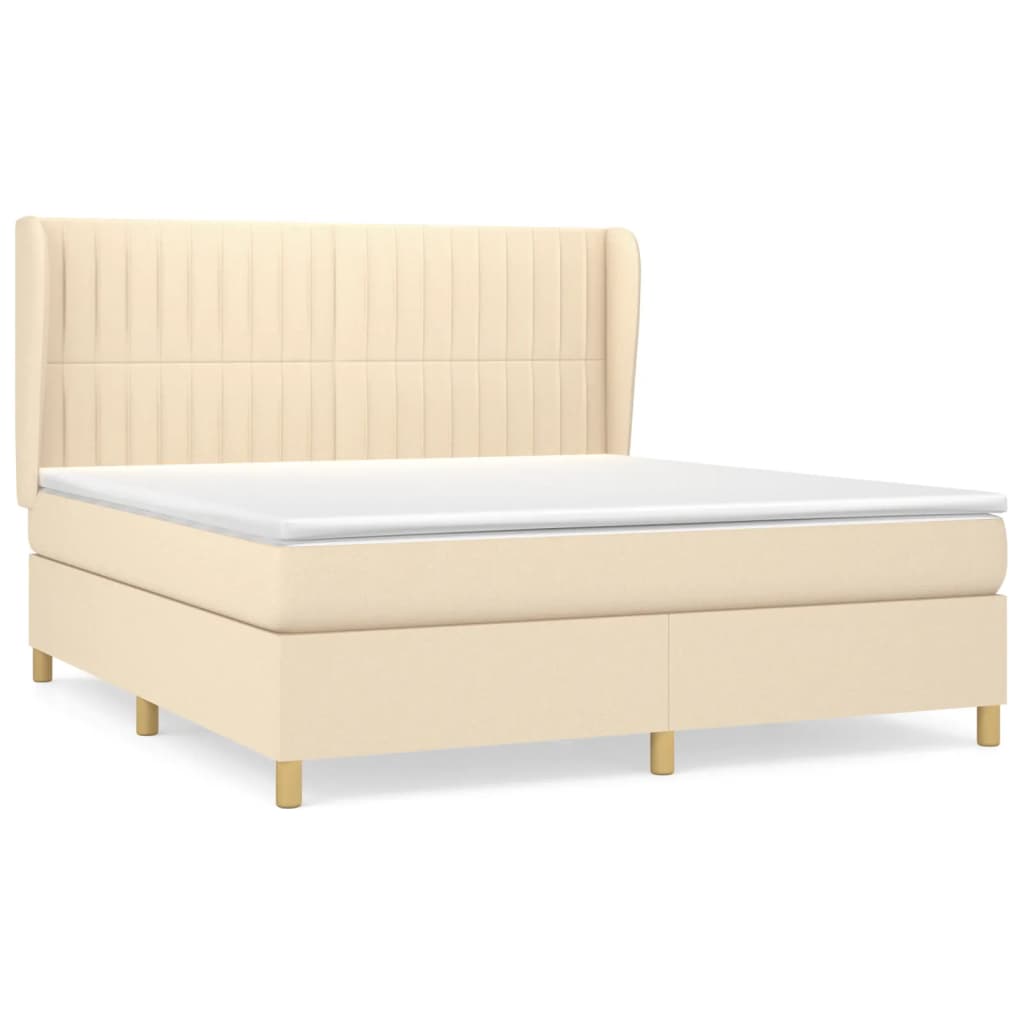 Giroletto a Molle con Materasso Crema 160x200 cm in Tessuto | homemem39