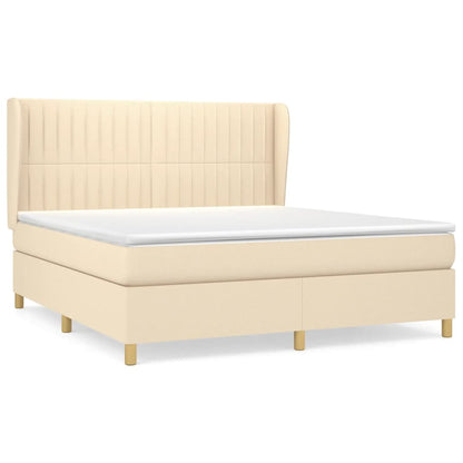 Giroletto a Molle con Materasso Crema 160x200 cm in Tessuto | homemem39