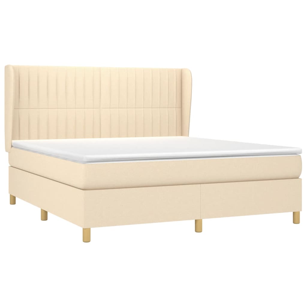 Giroletto a Molle con Materasso Crema 160x200 cm in Tessuto | homemem39