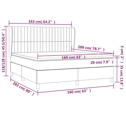 Giroletto a Molle con Materasso Crema 160x200 cm in Tessuto | homemem39