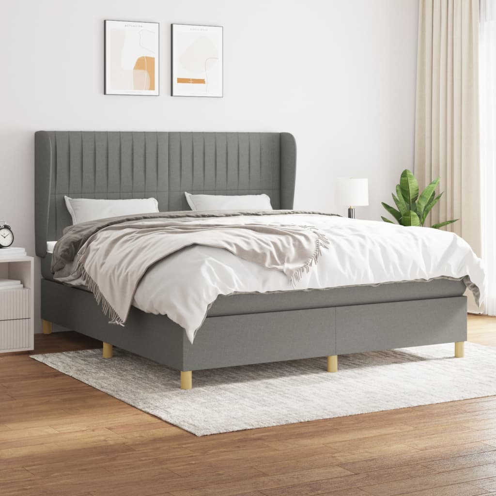 Giroletto a Molle con Materasso Grigio Scuro 180x200 cm Tessuto | homemem39