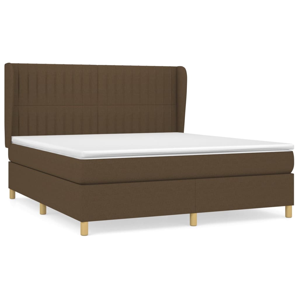 Giroletto a Molle con Materasso Marrone Scuro 180x200cm Tessuto | homemem39