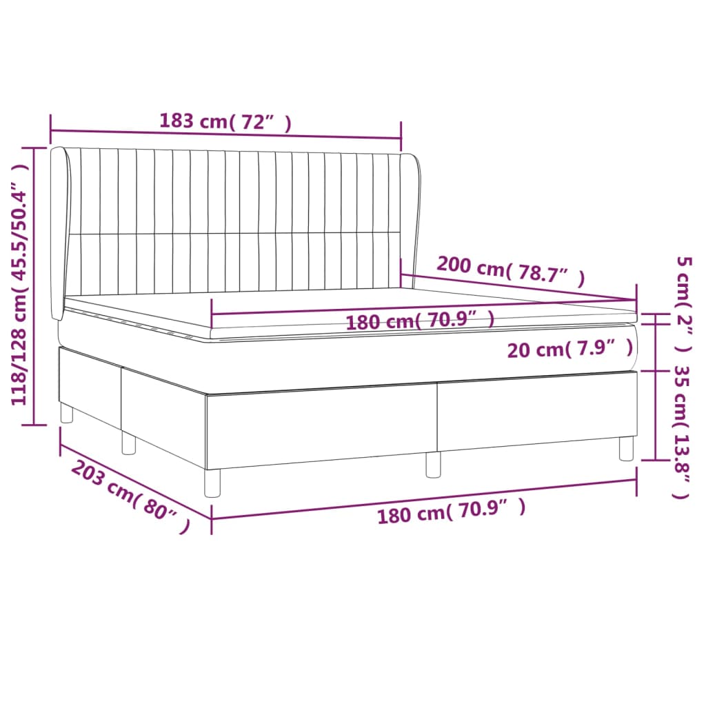 Giroletto a Molle con Materasso Marrone Scuro 180x200cm Tessuto | homemem39