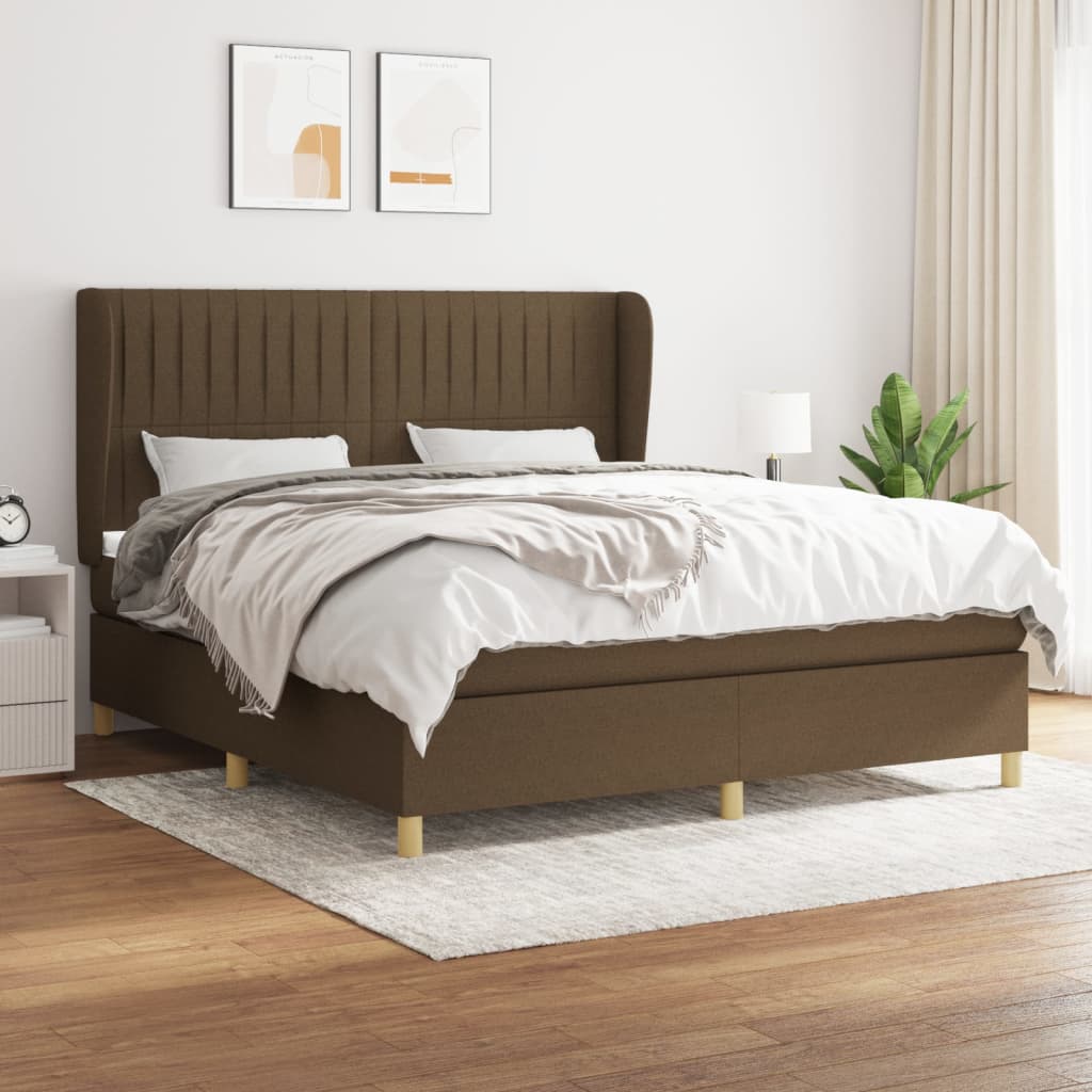 Giroletto a Molle con Materasso Marrone Scuro 180x200cm Tessuto | homemem39