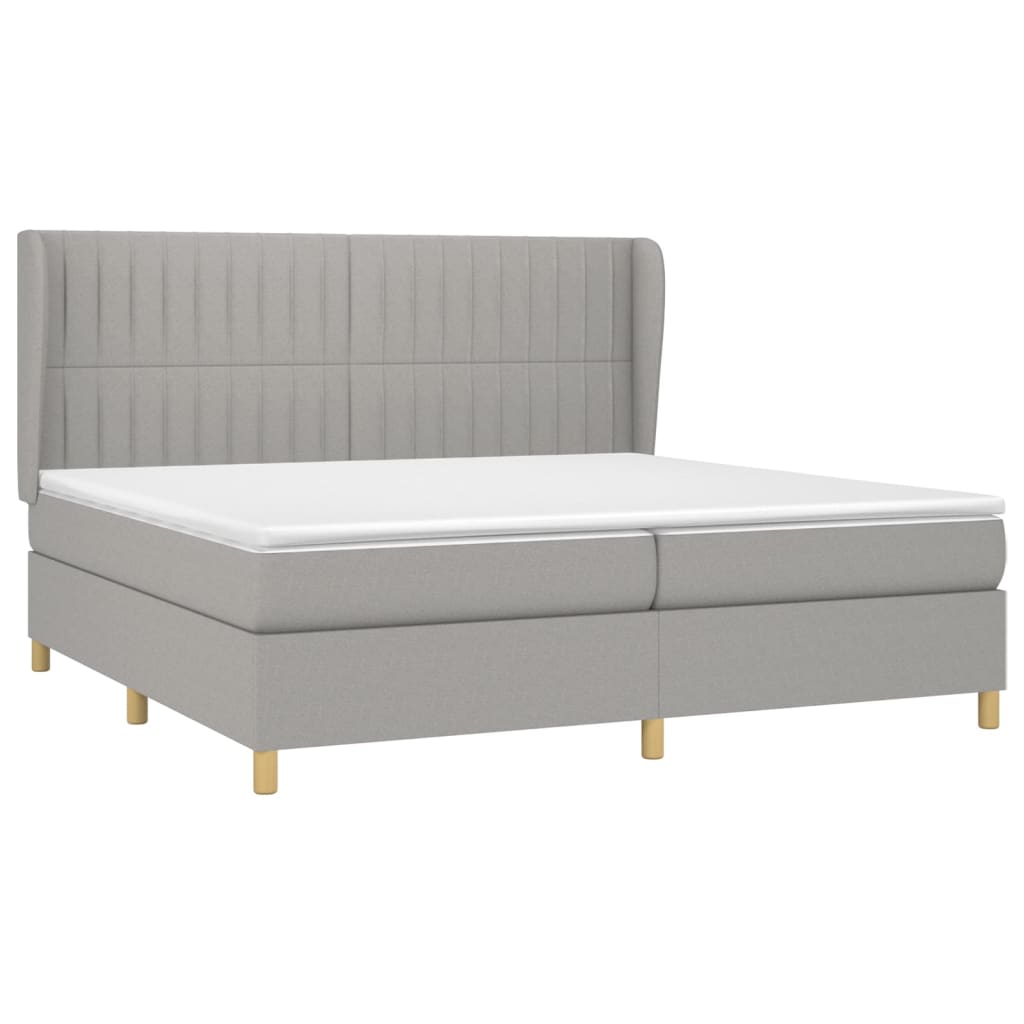 Giroletto a Molle con Materasso Grigio Chiaro 200x200cm Tessuto | homemem39