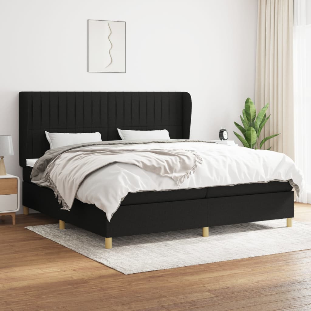 Giroletto a Molle con Materasso Nero 200x200 cm in Tessuto | homemem39