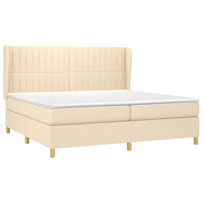 Giroletto a Molle con Materasso Crema 200x200 cm in Tessuto | homemem39