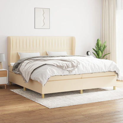 Giroletto a Molle con Materasso Crema 200x200 cm in Tessuto | homemem39