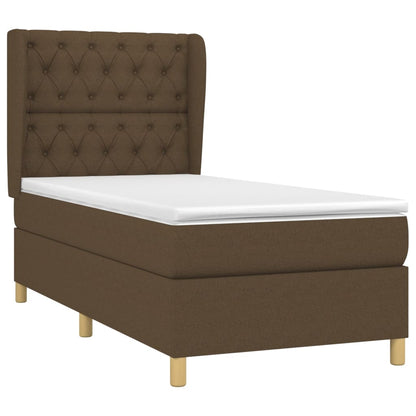 Giroletto a Molle con Materasso Marrone Scuro 80x200 cm Tessuto | homemem39