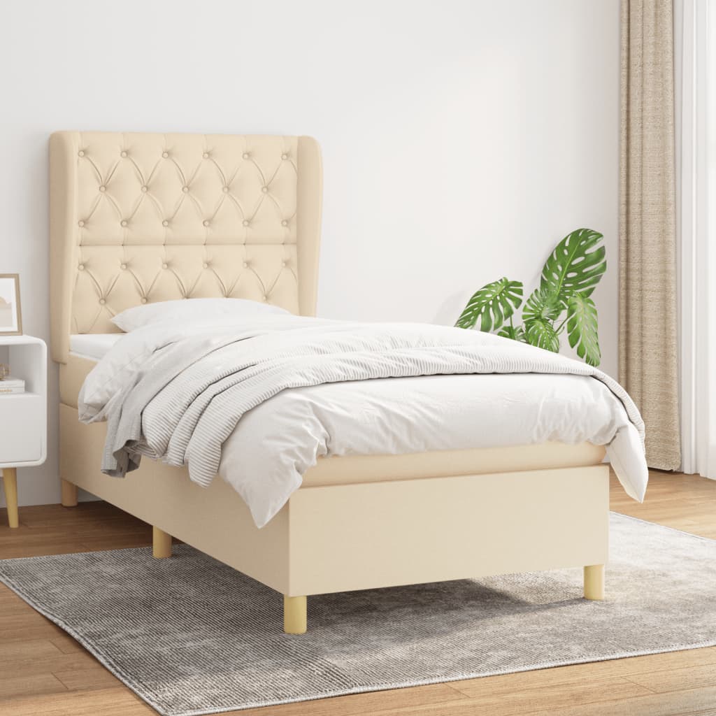 Giroletto a Molle con Materasso Crema 80x200 cm inTessuto | homemem39