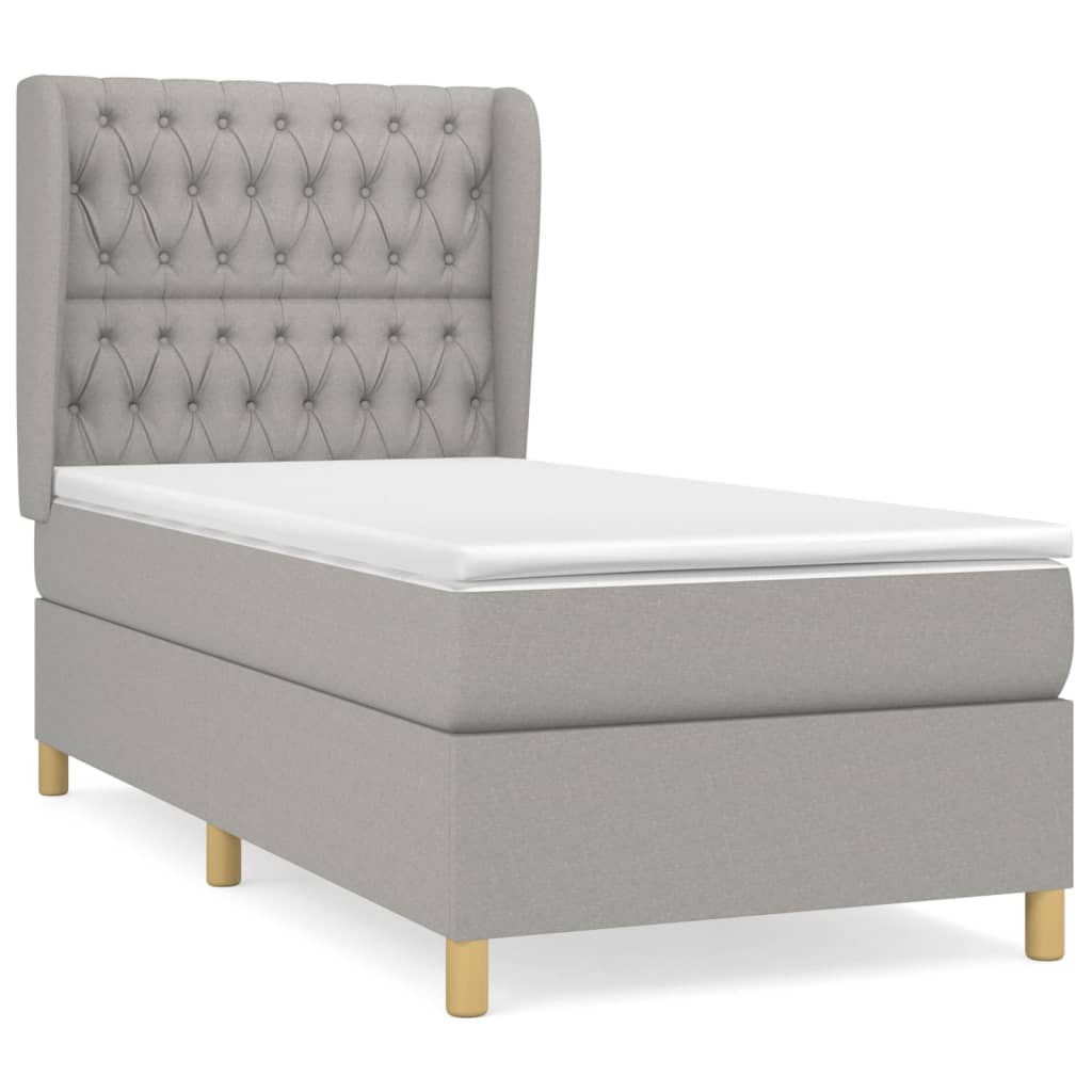 Giroletto a Molle con Materasso Grigio Chiaro 90x190 cm Tessuto | homemem39