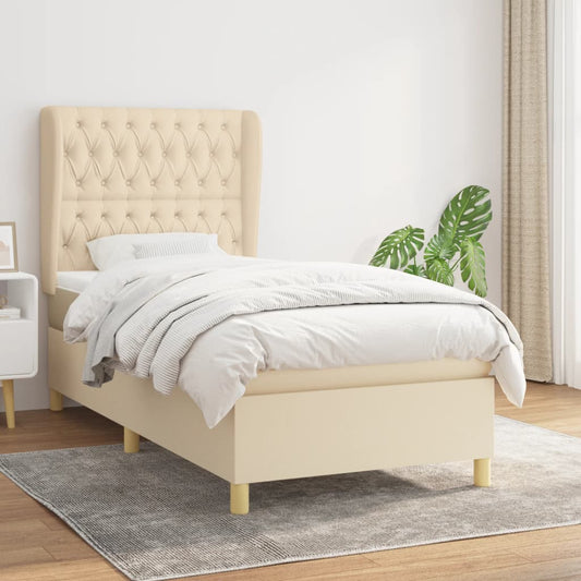 Giroletto a Molle con Materasso Crema 90x190 cm in Tessuto | homemem39