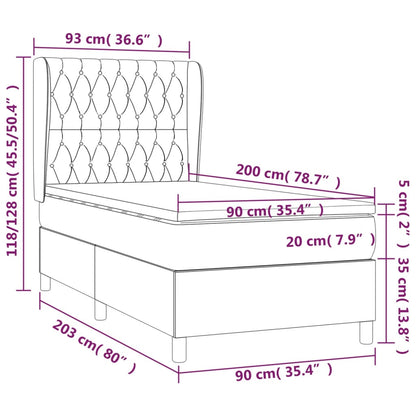 Giroletto a Molle con Materasso Grigio Chiaro 90x200 cm Tessuto | homemem39