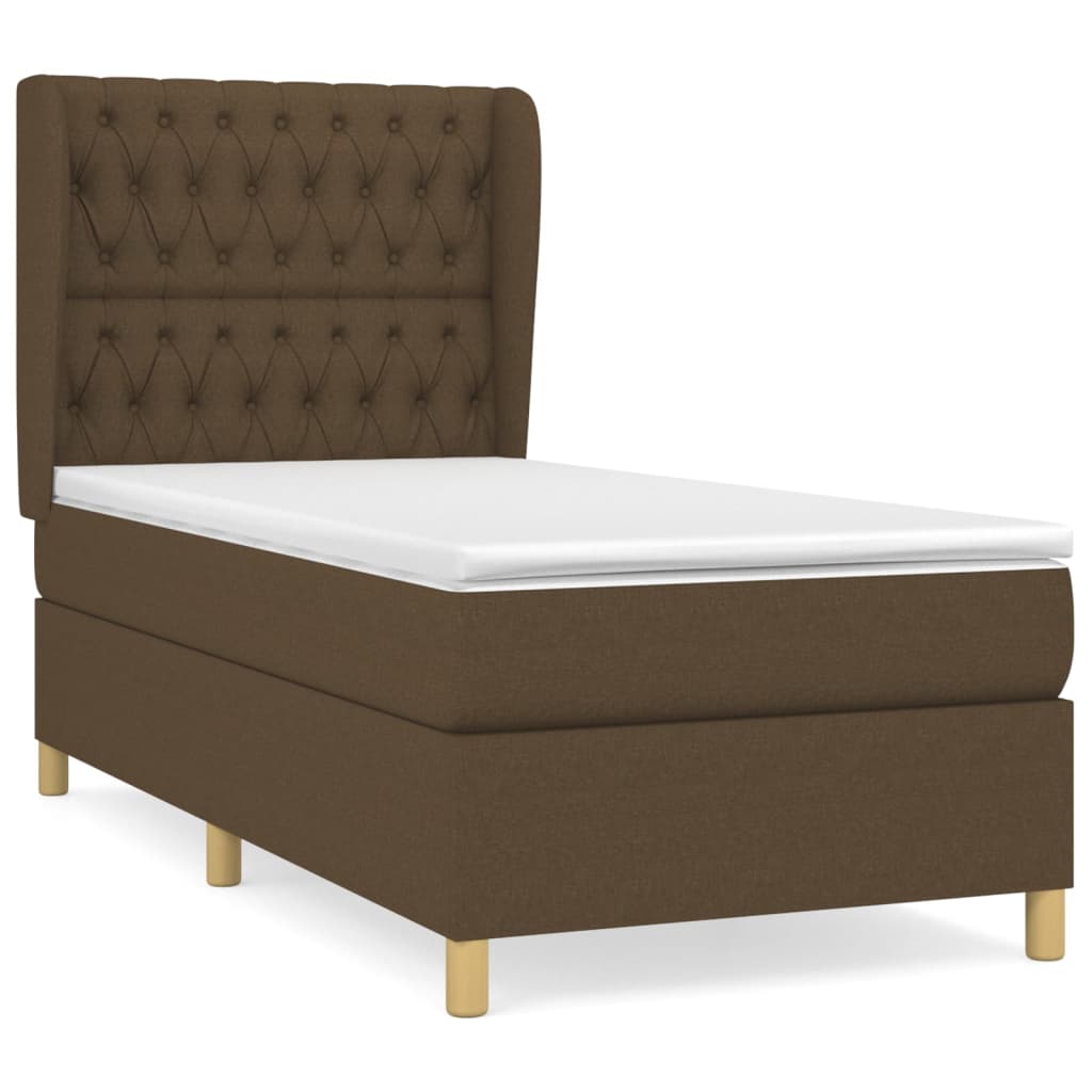 Giroletto a Molle con Materasso Marrone Scuro 90x200 cm Tessuto | homemem39