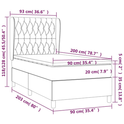 Giroletto a Molle con Materasso Marrone Scuro 90x200 cm Tessuto | homemem39