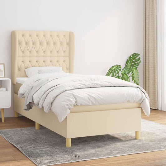 Giroletto a Molle con Materasso Crema 90x200 cm inTessuto | homemem39