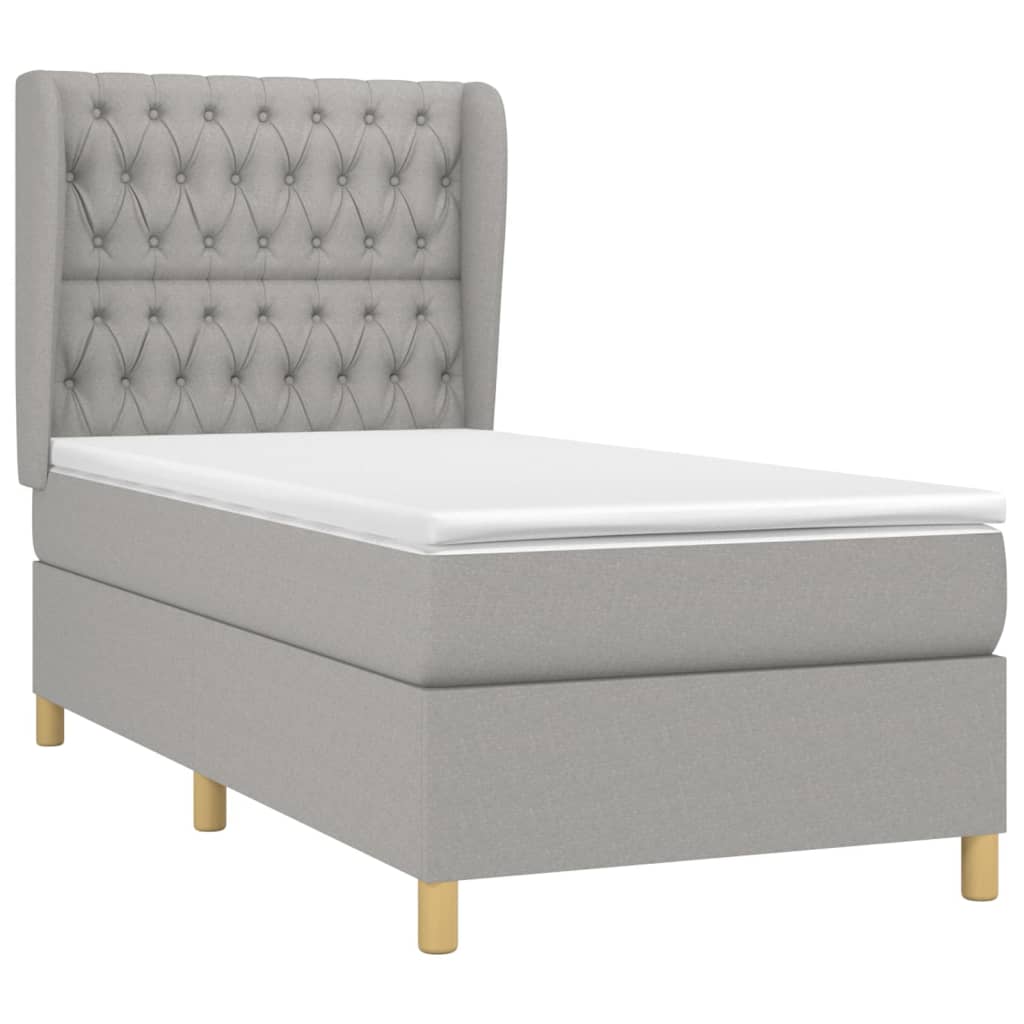 Giroletto a Molle con Materasso Grigio Chiaro100x200 cm Tessuto | homemem39