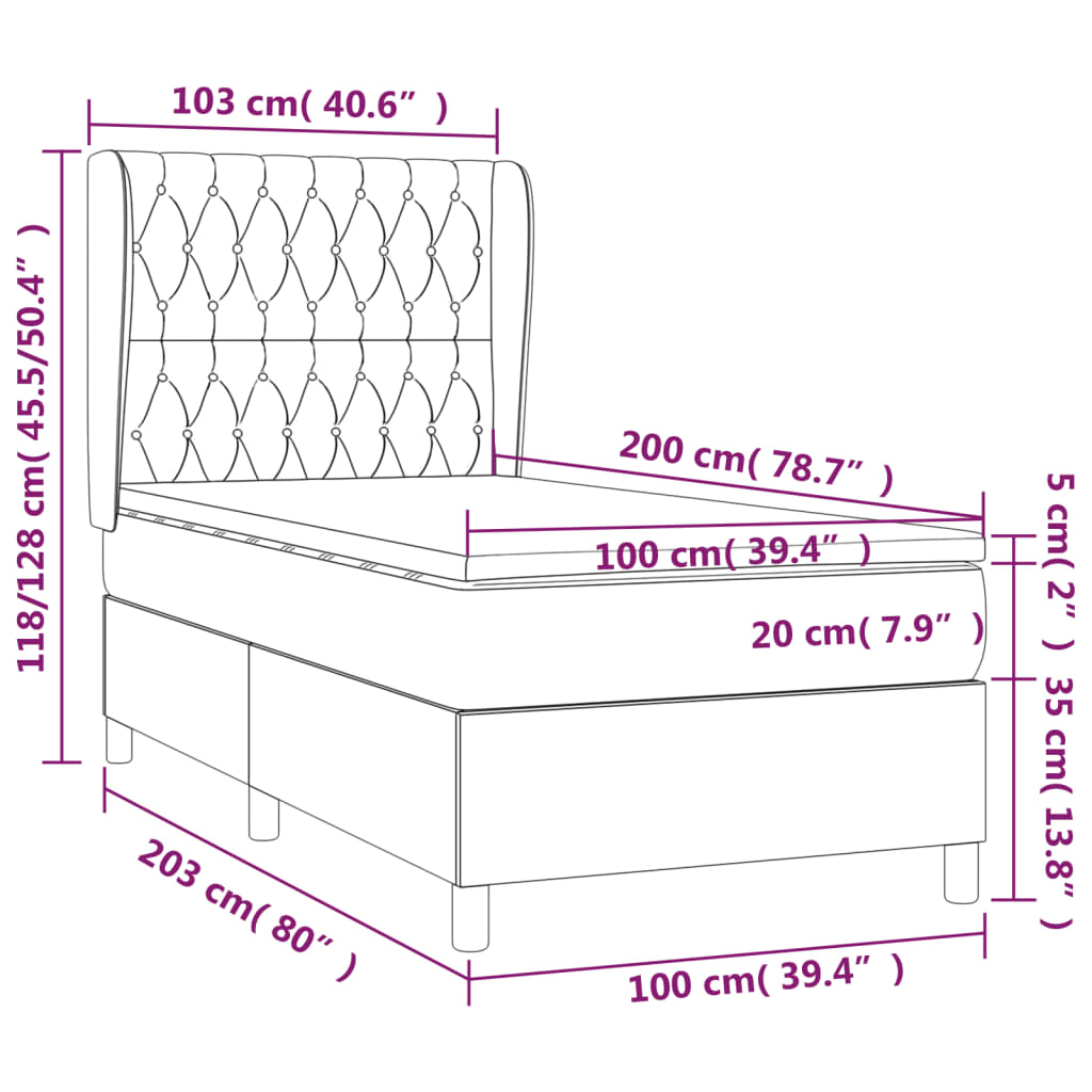 Giroletto a Molle con Materasso Blu 100x200 cm in Tessuto | homemem39