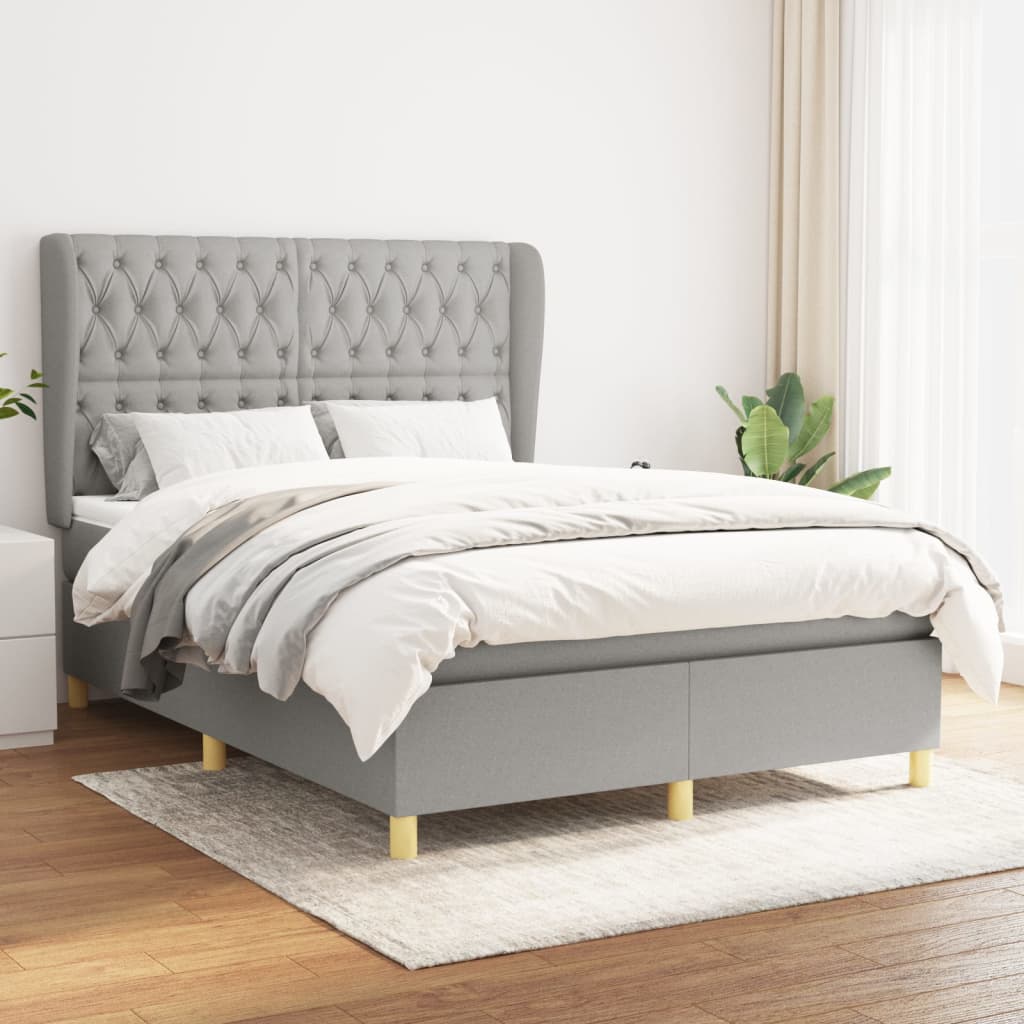 Giroletto a Molle con Materasso Grigio Chiaro 140x190cm Tessuto | homemem39