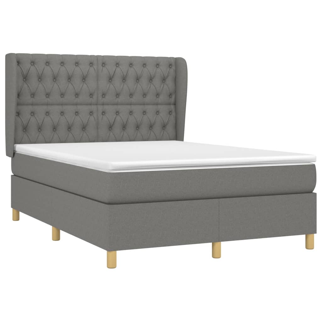 Giroletto a Molle con Materasso Grigio Scuro 140x190 cm Tessuto | homemem39