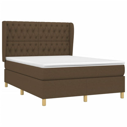 Giroletto a Molle con Materasso Marrone Scuro 140x190cm Tessuto | homemem39