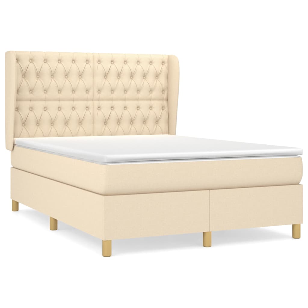 Giroletto a Molle con Materasso Crema 140x19 cm in Tessuto | homemem39