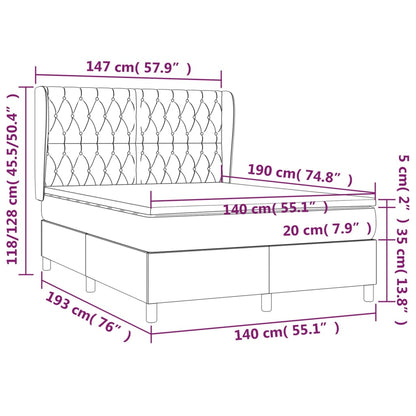 Giroletto a Molle con Materasso Crema 140x19 cm in Tessuto | homemem39