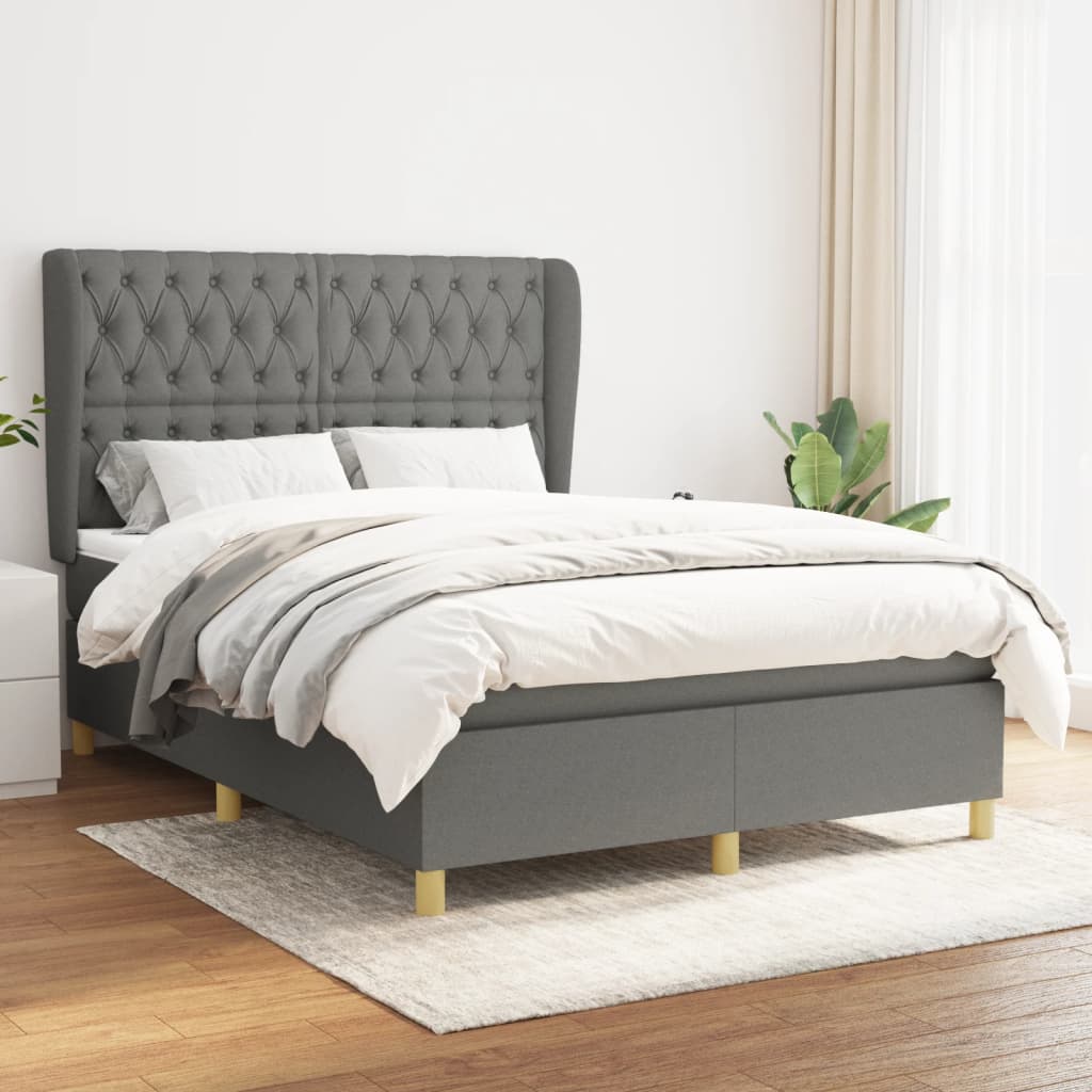 Giroletto a Molle con Materasso Grigio Scuro 140x200cm Tessuto | homemem39