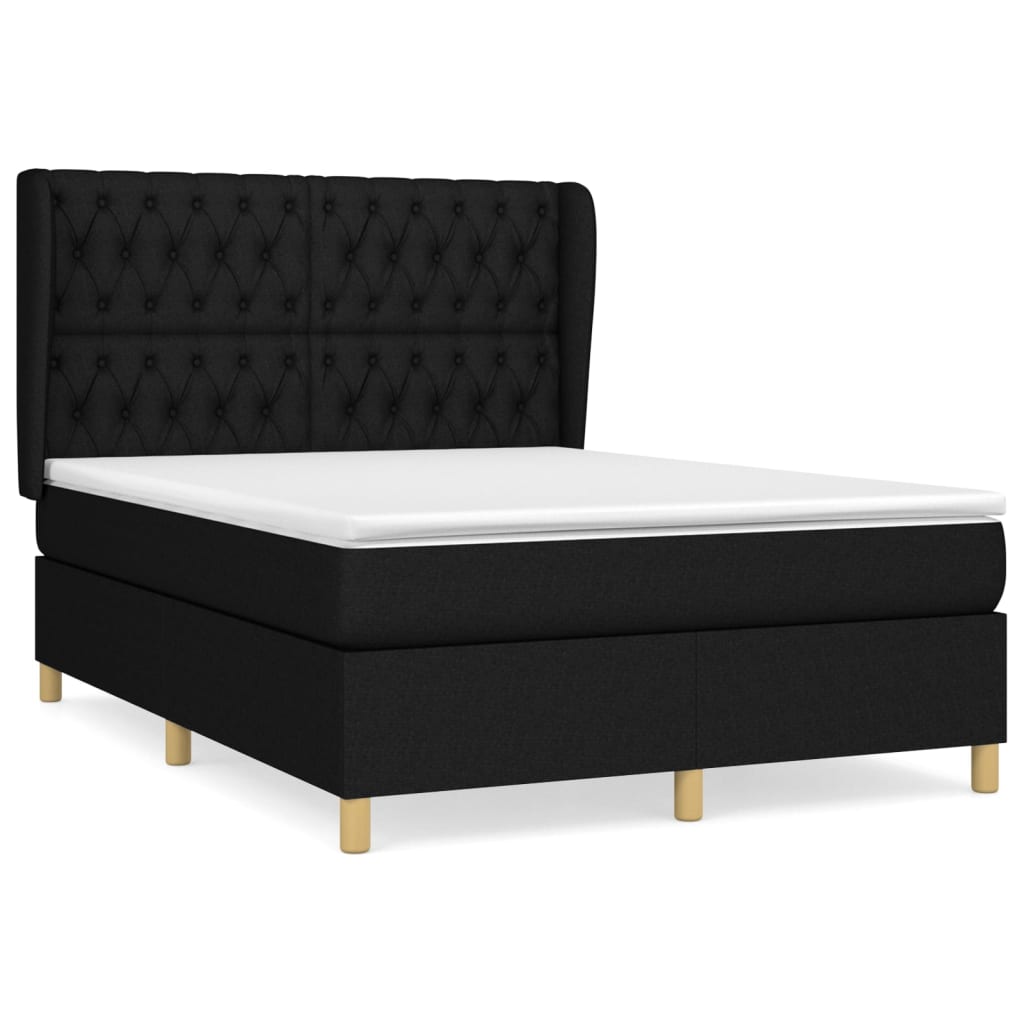Giroletto a Molle con Materasso Nero 140x200 cm in Tessuto | homemem39